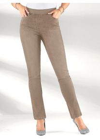 Schlupfjeans Inspirationen, Damen, Gr. 46, Normalgr&ouml;&szlig;en, beige (sesam), 76% Baumwolle, 22% Polyester, 2% Elasthan, unifarben, lang, Jeans Schlupfjeans