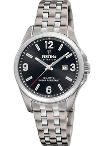 Quarzuhr Festina "Calendario Titanium", silber (titansilberfarben, schwarz), Armbanduhren, Damen, Quarzuhr, Armbanduhr, Damenuhr, analog, Tag