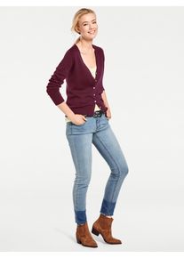 Strickjacke Heine, Damen, Gr. 44, rot (bordeaux), 100% Baumwolle, unifarben, Strickjacken Strickjacke