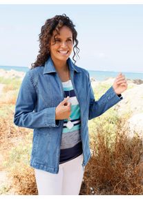 Jeansblazer Casual Looks "Jeans-Jacke", Damen, Gr. 40, blau, bleached, 99% Baumwolle, 1% Elasthan, Blazer Jeansblazer
