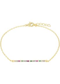 Armband Amor "Regenbogen-Design", gold (gelbgoldfarben, blau, lila, rot, apricot, gr&uuml;n, blau, lila, rot, apricot, gr&uuml;n), Armb&auml;nder, Damen, 19cm, Silber 925 (Sterlingsilber), Armband, mit Zirkonia (synth.)