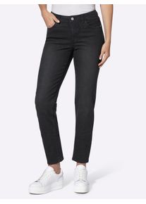 5-Pocket-Jeans Casual Looks, Damen, Gr. 22, Kurzgr&ouml;&szlig;en, schwarz (schwarz, denim), 99% Baumwolle, 1% Elasthan, unifarben, lang, Jeans 5-Pocket-Jeans