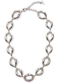 Collier Firetti "Halsschmuck Gliederkette", grau (metallfarben), Halsketten, Damen, Metall, L: 48 B: 18mm, Collier, B:18mm