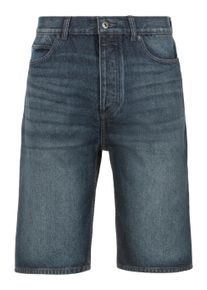 Shorts HUGO BLUE "Skate shorts", Herren, Gr. 31, N-Gr, blau (navy414), Jeans, Obermaterial: 100% Baumwolle, unifarben, normal ca. Mitte Oberschenkel, Hosen Shorts, mit Logo-Lederpatch am Bund