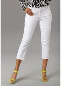 Straight-Jeans Aniston SELECTED, Damen, Gr. 46, N-Gr, wei&szlig;, Denim/Jeans, Obermaterial: 98% Baumwolle, 2% Elasthan, unifarben, figurbetont ca. Mitte Wade, Jeans Straight-Jeans, in verk&uuml;rzter cropped L&auml;nge