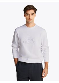 Sweatshirt Tommy Hilfiger "HILFIGER EMBRO LOGO SWEATSHIRT", Herren, Gr. XL, wei&szlig;, Sweatware, Obermaterial: 100% Baumwolle, Rippb&uuml;ndchen, Sweatshirts Sweatshirt