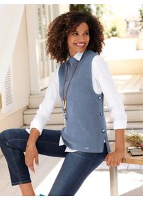 Pullunder Casual Looks "Pullunder", Damen, Gr. 46, blau (bleu), 50% Baumwolle, 50% Polyacryl, unifarben, Pullover Pullunder