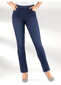Schlupfjeans Inspirationen, Damen, Gr. 46, Normalgr&ouml;&szlig;en, blau (dunkelblau), 78% Baumwolle, 20% Polyester, 2% Elasthan, unifarben, lang, Jeans Schlupfjeans