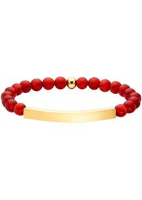 Armband "Schmuck Geschenk flexibles Armband", rot (gelbgolfarben, rot, rot), ANISTON JEWELRY & WATCHES, Armb&auml;nder, Damen, 15,5cm, Edelstahl, Armband, mit Aventurin oder T&uuml;rkis-Imitat