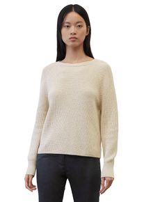 Marc O'Polo Rundhalspullover MARC O'POLO, Damen, Gr. XL, beige (hellbeige meliert), Strick, Obermaterial: 97% Baumwolle, 3% Elasthan, meliert, Pullover Rundhalspullover, im festem Baumwoll-Strick