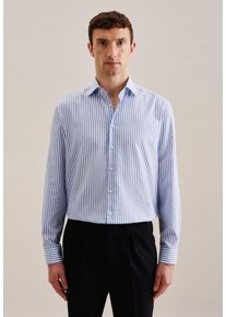 Businesshemd Seidensticker "Schwarze Rose", Herren, Gr. 5XL53, normale &Auml;rmell&auml;ngen, blau (mittelblau), 100% Baumwolle, gestreift, regular fit, 2-Knopf-Manschette, Hemden Businesshemd, Regular 1/1 Kentkragen Gestreift