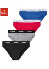 Slip Bench., Herren, Gr. L, 4 Stk., bunt (blau, grau, meliert, rot, schwarz), Jersey, Obermaterial: 95% Baumwolle, 5% Elasthan, unifarben, k&ouml;rpernah, Unterhosen Slip, mit kontrastfarbigem Webb&uuml;ndchen, Topseller
