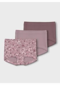Boxershorts name it "NMFTIGHTS 3P MAUVE FLOWER NOOS", M&auml;dchen, Gr. 92, 3 Stk., lila (mauve shadows), Jersey, Obermaterial: 95% Baumwolle, 5% Elasthan, bedruckt, eng, Unterhosen Boxershorts
