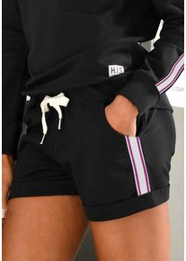 H.I.S. Strandshorts H.I.S, Damen, Gr. 44/46, N-Gr, schwarz, Sweatware, Obermaterial: 77% Baumwolle, 20% Polyester, 3% Elasthan, unifarben mit Farbeins&auml;tzen, Basic kurz, Hosen Strandshorts, mit seitlichen Tapestreifen, Topseller