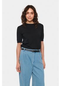 Kurzarmpullover Saint Tropez "MilaSZ SS", Damen, Gr. S, schwarz, Strick, Obermaterial: 80% Viskose, 20% Polyacryl, unifarben, normal normal, Rundhals, Pullover Kurzarmpullover, Viskosemischung, Classic fit