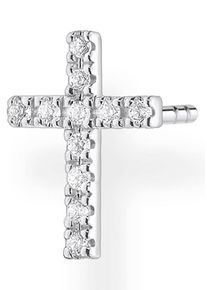 Single-Ohrstecker Thomas Sabo "Kreuz", bunt (silberfarben, wei&szlig;, kristallwei&szlig;), Ohrringe, Damen, Silber 925 (recycelt), Single-Ohrstecker, mit Zirkonia (synth.)