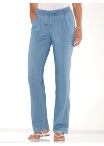 Schlupfjeans Classic Basics, Damen, Gr. 46, Normalgr&ouml;&szlig;en, blau (blau, bleached), 100% Baumwolle, unifarben, lang, Jeans Schlupfjeans