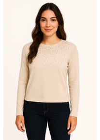 Rundhalspullover Only "ONLANABELLA LS BLING O-NECK KNT", Damen, Gr. S, silber (birch detail:with schwarz silber), Strick, Obermaterial: 80% Viskose, 20% Nylon, unifarben, regular fit normal, Rundhals, Pullover Rundhalspullover