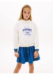 Sweatshirt Tommy Hilfiger, M&auml;dchen, Gr. 8 (128), ancient wei&szlig;, Sweatware, Obermaterial: 78% Baumwolle, 18% Polyester, 4% Elasthan, unifarben, regular fit normal, Rundhals, eingesetzt Rippb&uuml;ndchen, Sweatshirts Sweatshirt, Regular fit, Kinder bis 16 Jahre