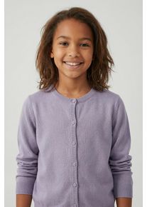 Strickjacke name it "NKFVALANE LS KNIT CARD NOOS", M&auml;dchen, Gr. 146/152, lavender gray, Strick, Obermaterial: 100% Baumwolle, unifarben, Basic normal, Rundhals, Strickb&uuml;ndchen, Strickjacken Strickjacke