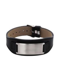 Armband Firetti "Schmuck Geschenk Lederarmband mit ID-Platte verstellbar", schwarz (edelstahlfarben, schwarz), Armb&auml;nder, Damen, 22cm, Edelstahl Leder, Edelstahl, Leder, Armband