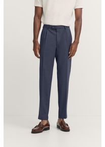 Bundfaltenhose Bugatti, Herren, Gr. 36, L&auml;nge 32, blau (380, marine), 55% Wolle, 41% Polyester, 4% Elasthan, unifarben, gerade, unten schmal, Hosen Bundfaltenhose, mit Stretch und Bundfalten