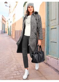 Wintermantel Heine, Damen, Gr. 38, schwarz (schwarz, ecru, meliert), 100% Polyester, M&auml;ntel Wintermantel