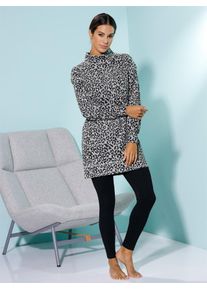 Langarmshirt COMODO "Longshirt", Damen, Gr. 52/54, grau (grau, meliert, schwarz, gemustert), 65% Polyester, 30% Viskose, 5% Elasthan, gemustert, Shirts Langarmshirt