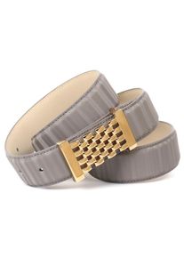 Lederg&uuml;rtel Anthoni Crown, Damen, Gr. 85, grau, Rindsleder, unifarben, G&uuml;rtel Lederg&uuml;rtel, mit goldfarbener Koppelschlie&szlig;e