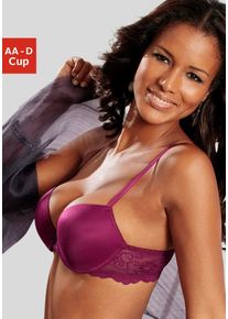 Push-up-BH Lascana, Damen, Gr. 75, Cup B, lila (beere), Spitze, Obermaterial: 82% Polyamid (TACTEL), 18% Elasthan (LYCRA), BHs Push-up-BH, mit B&uuml;gel und Spitzenr&uuml;cken, Dessous