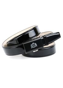 Lederg&uuml;rtel Anthoni Crown, Damen, Gr. 100, schwarz, Leder, unifarben, G&uuml;rtel Lederg&uuml;rtel, mit silberfarbener Glas-Schlie&szlig;e