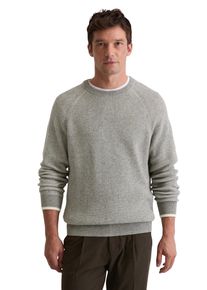 Marc O'Polo Rundhalspullover MARC O'POLO, Herren, Gr. L, grau melange, Strick, Obermaterial: 71% Baumwolle, 19% Schurwolle, 10% Polyamid, regular fit normal, Rundhals, B&uuml;ndchen, Pullover Rundhalspullover, regular fit, aus weichem Baumwoll-Schurwoll-Mix