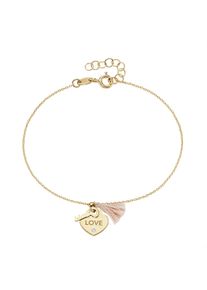Armband Luigi Merano "Armband mit Herz, Schl&uuml;ssel & Quaste, Gold 375", gold, Armb&auml;nder, Damen, Gelbgold 375, Armband