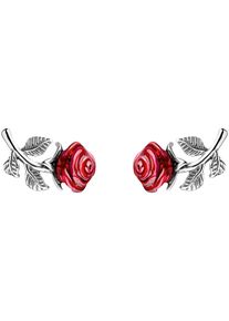 Paar Ohrstecker Thomas Sabo "Roses Romance, Rose", bunt (silberfarben, rot), Ohrringe, Damen, Silber 925 (recycelt), Paar Ohrstecker
