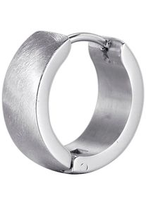 Single-Creole Firetti "Schmuck Geschenk Edelstahl Ohrschmuck Ohrring Ice Scratch", silber (edelstahlfarben), Ohrringe, Damen, 16mm, Edelstahl, Single-Creole