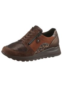 Waldl&auml;ufer Keilsneaker WALDL&Auml;UFER "HIROKO-Soft", Damen, Gr. 10 (44,5), braun (braun kombiniert), Lackleder, Nappaleder, Nubukleder, Textil, Veloursleder, Schuhe Keilsneaker, Schn&uuml;rschuh, Komfortschuh, Orthotritt, in Bequemweite G (= weit)