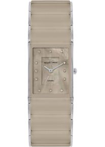 Keramikuhr Jacques Lemans "Dublin", braun (beigefarben, silberfarben), Armbanduhren, Damen, Keramikuhr, Quarzuhr, Armbanduhr, Damenuhr, Perlmutt-Zifferblatt,Keramikarmband