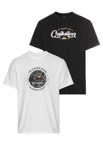 T-Shirt Quiksilver "FLYING DISC UNDERTO SHORT SLEEVE PACK YM", Herren, Gr. XXL, schwarz-wei&szlig; (wei&szlig;, schwa), Obermaterial: 100% Baumwolle, Shirts T-Shirt, Doppelpack T-Shirt mit Print, Topseller