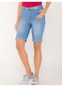 Jeansbermudas Casual Looks, Damen, Gr. 46, Normalgr&ouml;&szlig;en, blau (blau, bleached), 81% Baumwolle, 17% Polyester, 2% Elasthan, unifarben, kurz, Jeans Jeansbermudas
