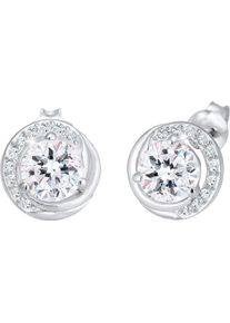 Paar Ohrstecker Elli "Schmuck Geschenk Silber 925 Ohrringe", silber (silberfarben, kristallwei&szlig;, kristallwei&szlig;), Ohrringe, Damen, 10mm, Silber 925 (Sterlingsilber), Paar Ohrstecker, mit Glasstein