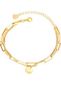 Armband Firetti "Schmuck Geschenk Edelstahl Armschmuck Ankerkettengliederung Pl&auml;ttchen", gold (gelbgoldfarben), Armb&auml;nder, Damen, 22,5cm, Edelstahl, Armband