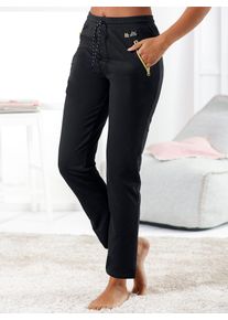 Dehnbund-Hose feel good, Damen, Gr. 44/46, Normalgr&ouml;&szlig;en, schwarz, 50% Baumwolle, 50% Polyester, gemustert, mehrfarbig, unifarben, Hosen Dehnbund-Hose