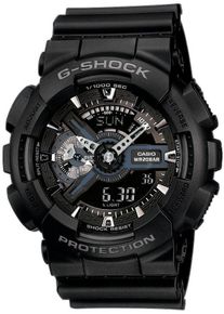 Chronograph Casio G-SHOCK, schwarz (schwarz, rauchblau), Armbanduhren, Herren, Chronograph, Quarzuhr,Armbanduhr,Herrenuhr,digital, bis 20 bar wasserd.Resinarmband