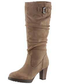 Stiefel ANISTON SHOES, Damen, Gr. 42, Normalschaft, beige, Textil, Schuhe Stiefel, mit Raffungen am slouchy Schaft - NEUE KOLLEKTION