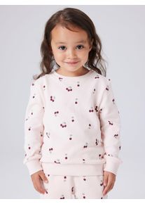 Sweatshirt name it "NMFVALBA &ndash; Sweater mit Herzchen-Alloverdruck und Rippb&uuml;ndchen", M&auml;dchen, Gr. 80, crystal pink, Sweatware, Obermaterial: 100% Baumwolle, bedruckt, normal normal, Rundhals, Rippb&uuml;ndchen, Sweatshirts Sweatshirt, bedruckt, casual, regular fit, Sweatware, Rundhals