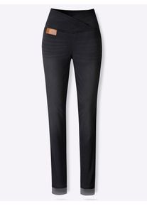 Bequeme Jeans Casual Looks, Damen, Gr. 46, Normalgr&ouml;&szlig;en, schwarz (schwarz denim), 81% Baumwolle, 17% Polyester, 2% Elasthan, unifarben, lang, Jeans Bequeme Jeans