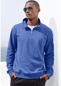 Sweatshirt John Devin, Herren, Gr. 3XL (64/66), blau, angeraute Sweatware, Obermaterial: 60% Baumwolle, 40% Polyester, unifarben, regular fit normal, Rundhals, angesetztes B&uuml;ndchen, Sweatshirts Sweatshirt, Langarm, Pullover mit Rei&szlig;verschluss am Stehkragen