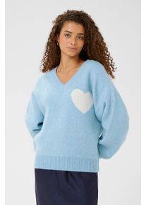 Strickpullover Saint Tropez "PariaSZ V-Neck Pullover", Damen, Gr. L, skyway, Strick, Obermaterial: 68% Polyamid, 28% Polyester, 4% Elasthan, normal, V-Ausschnitt, Pullover Strickpullover