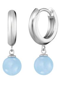 Paar Creolen Engelsrufer "Powerful Stone", silber (silberfarben, hellblau, hellblau), Ohrringe, Damen, Silber 925 (Sterlingsilber), Paar Creolen, mit Achat, Lapislazuli, Malachit, Jaspis, Rosenquarz oder Tigerauge
