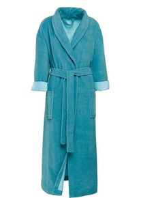 G&ouml;zze Unisex-Bademantel G&Ouml;ZZE "Turin, ideal f&uuml;r Sauna & Spa, Hotelbademantel, Morgenmantel" Gr. XL, blau (petrol), L:128cm, Baumwoll-Mix, Hausm&auml;ntel, Unisex-Bademantel, f&uuml;r Damen & Herren, mit G&uuml;rtel und zwei aufgesetzten Taschen, lang